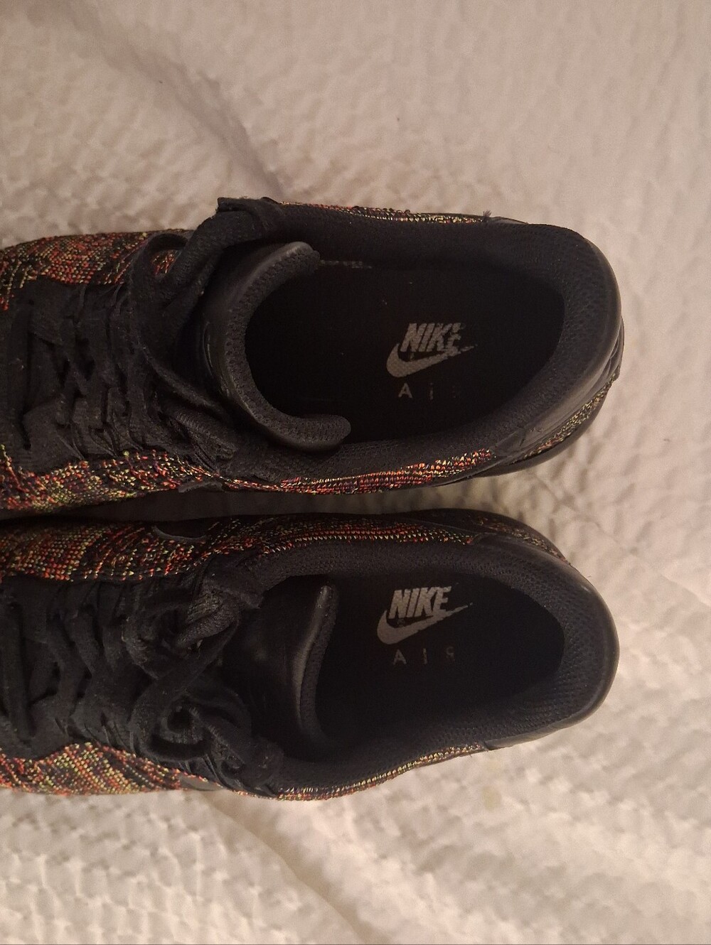 Nike Air Force One Flynit Multicolor Flyknit Sneakers with Black Accents - Picture 6 of 7